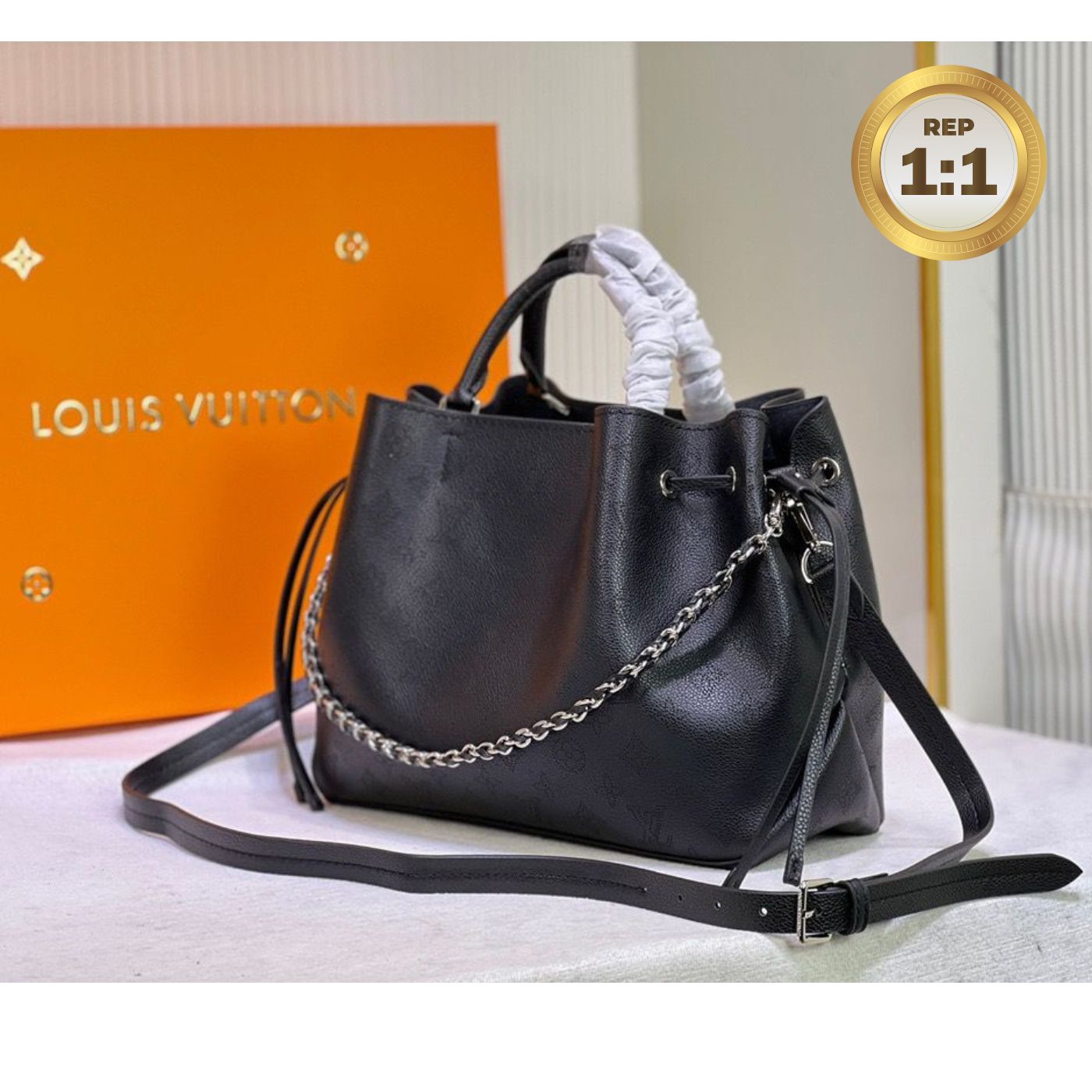 [REP 1:1] Louis Vuitton Bella Tote Mahina Black For Women 12.6in/32cm